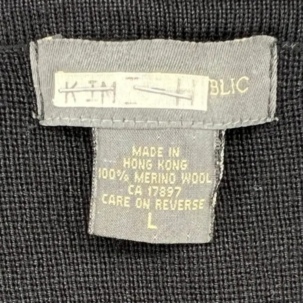 Vintage Merino Wool Zip Vest Black Minimalist Knit Sleeveless L
